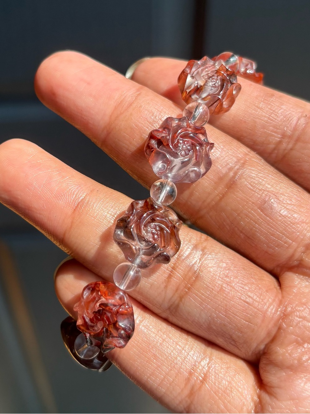 Fire Quartz Flower Crystal Charm Bracelet - Picture 11 of 12